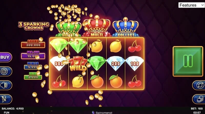 3 Sparking Crowns wild-voitto